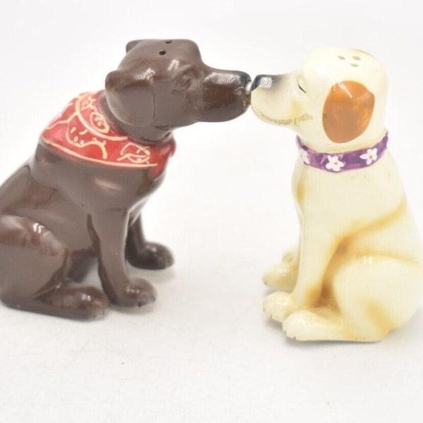 Vintage Labrador Dog Magnetic Salt and Pepper Shakers, Pots Cruet Set