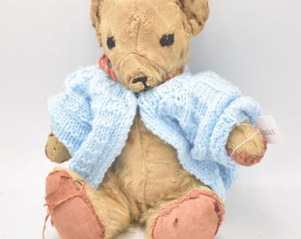 Merrythought Limited Edition Mowhair Classic Bear With Red Bow