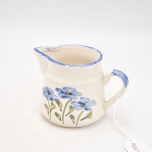 Vintage Studio Pottery Blue and White Floral Jug Decorative Milk Jug, Milk Cream image 6