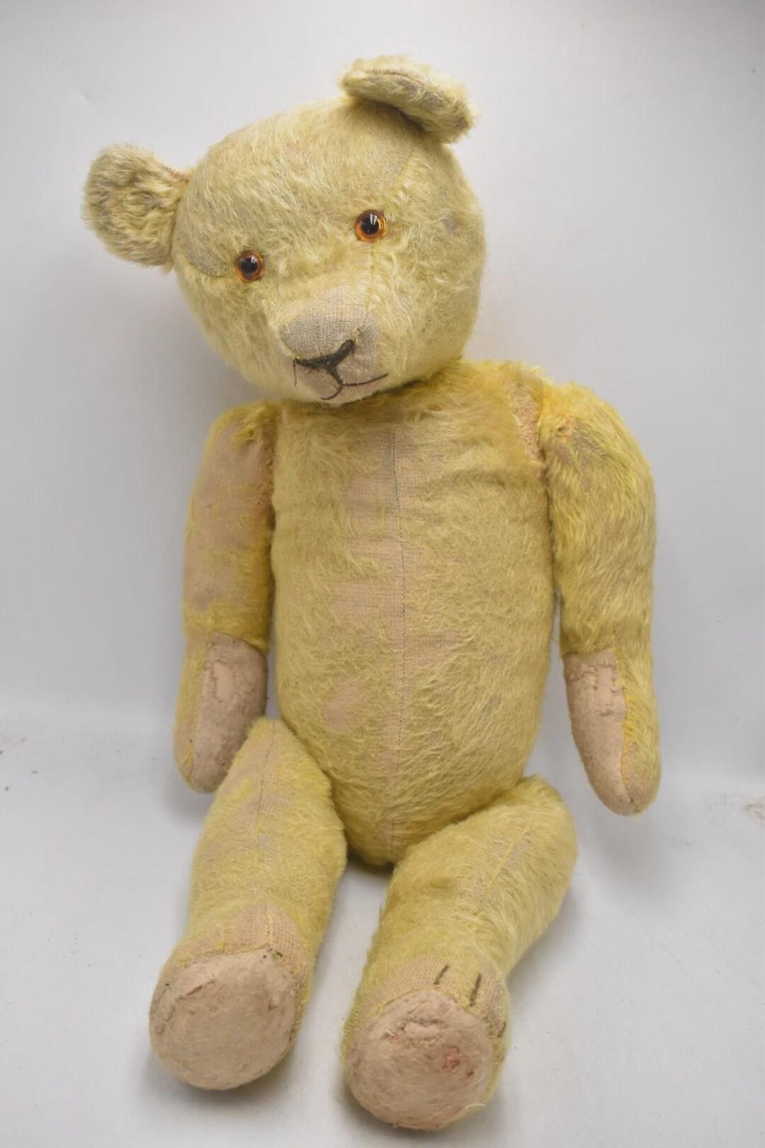 Vintage 1930s German Mohair Teddy Bear Large Fully Jointed Glass Eyes ...