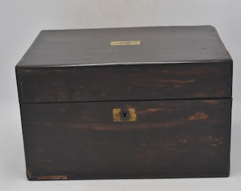 Antique Mid Victorian Coromandel Wood Travelling Fitted Vanity Box