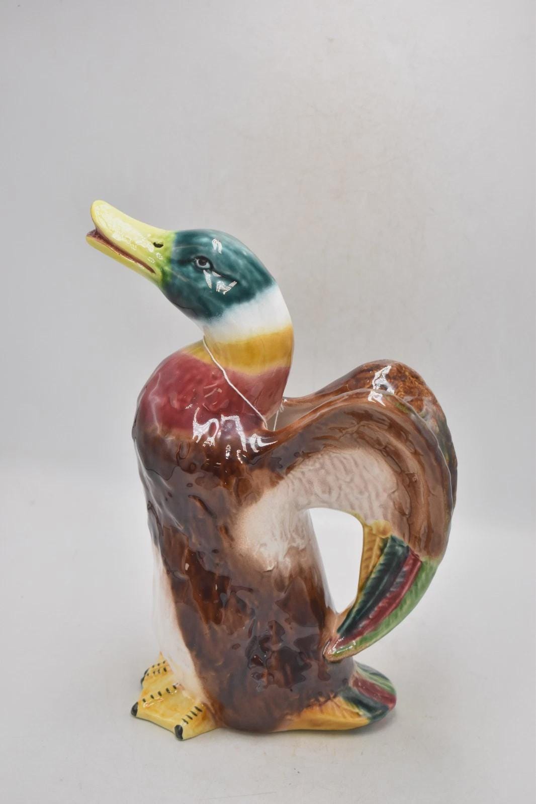 Vintage Mallard Duck Majolica Style Water Jug – Olfaire Portuguese ...