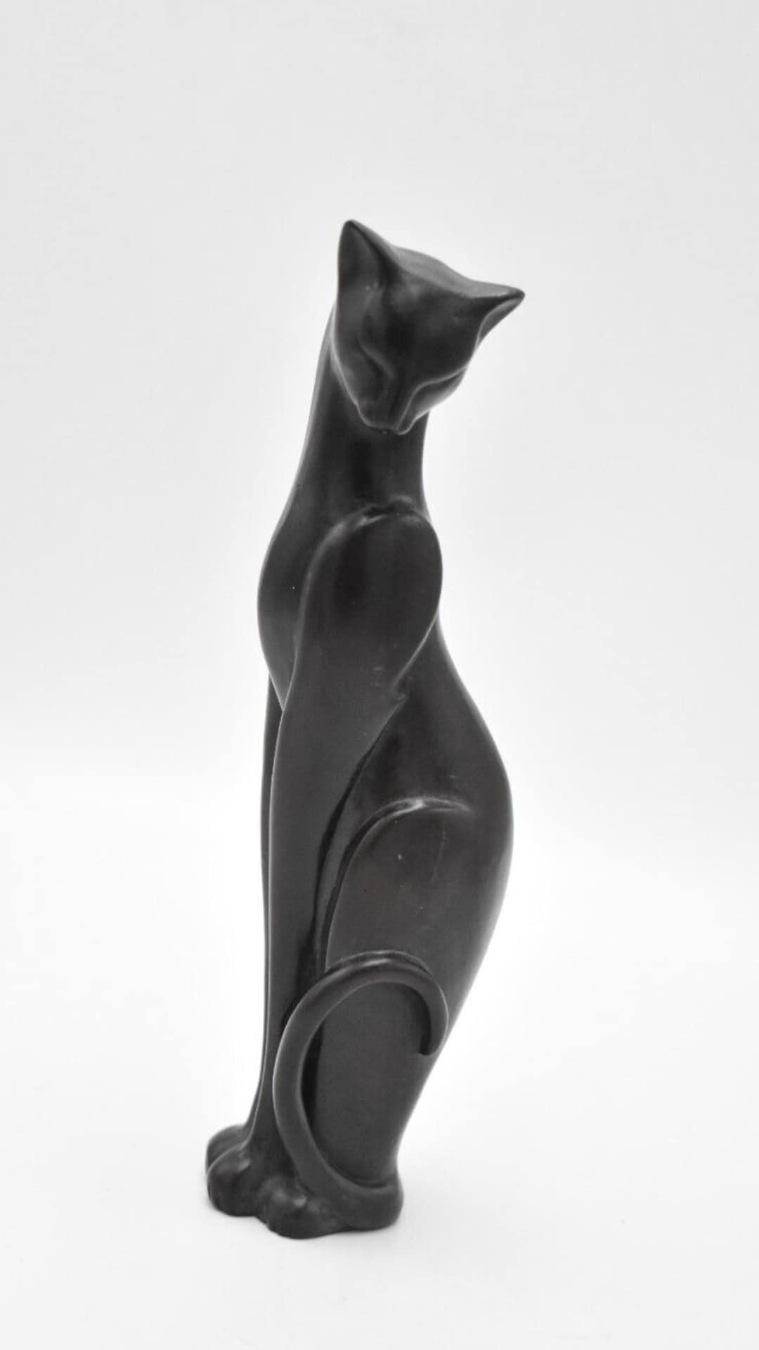 Vintage Long Neck Black Cat Alabaster Figurine/ Statue/ Etsy