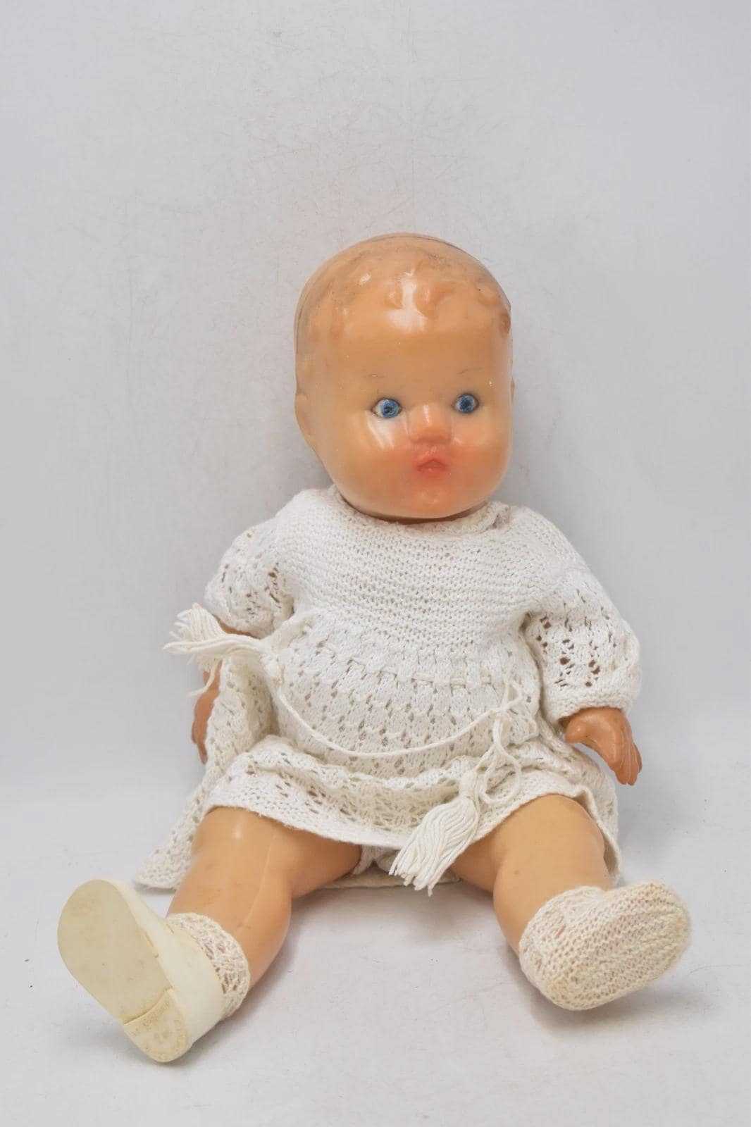 Ancienne Poupée Petitcollin En Celluloïd Dans Sa Montgolfière - Poupée Vintage Caoutchouc
