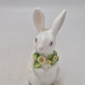 Vintage Jaffe Rose Bone China White Bunny Rabbit Figurine 15cm Collectible