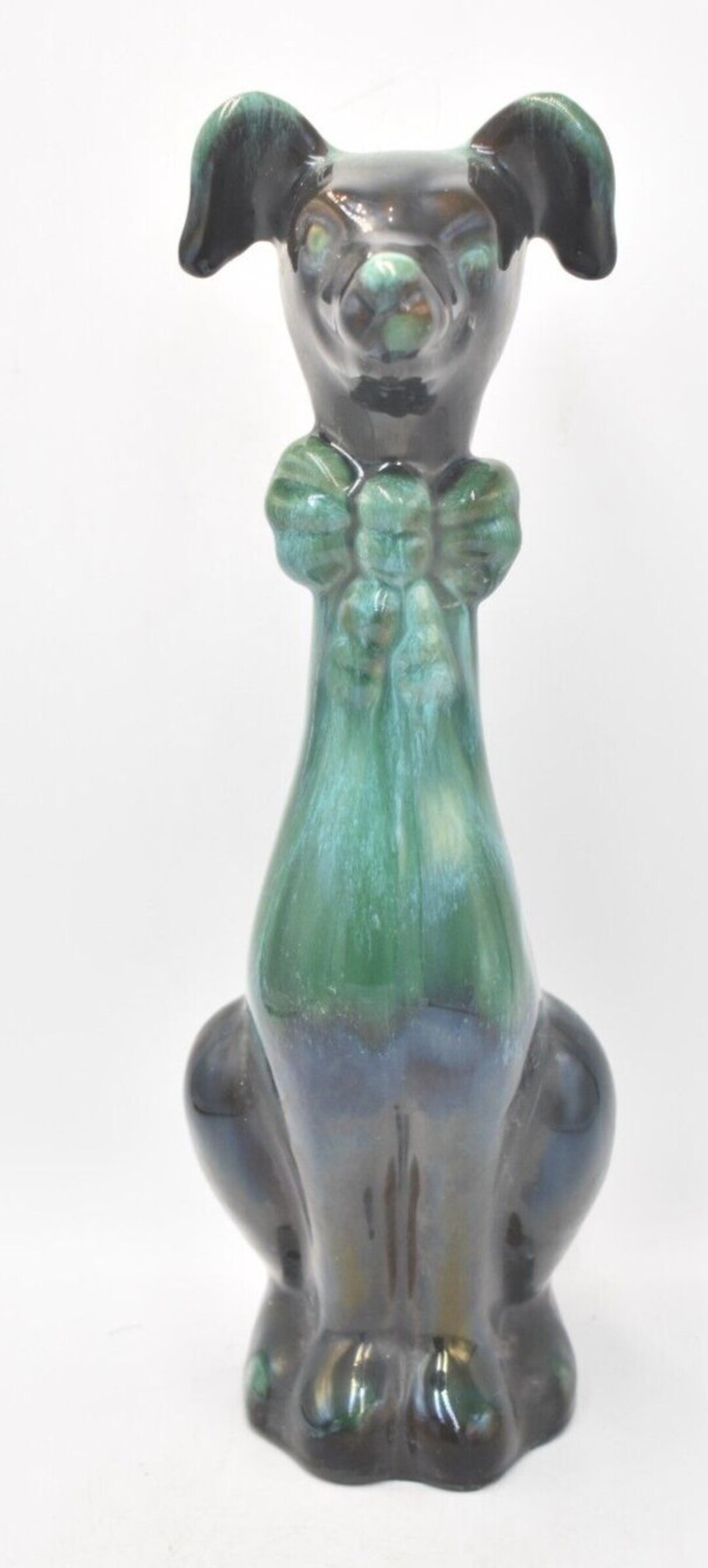 Vintage Blue Mountain Pottery Long Neck Dog With Bowtie Figurine Statue ...