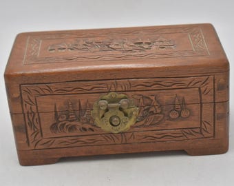Antique Hand Carved Asian Letter Box, Original Lock - Etsy