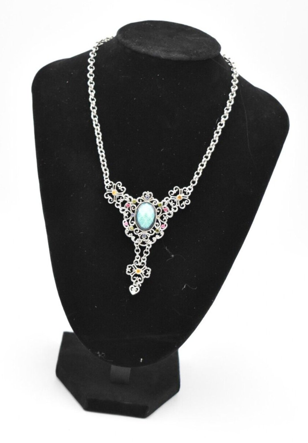 Vintage Renaissance Goth Teardrop Necklace