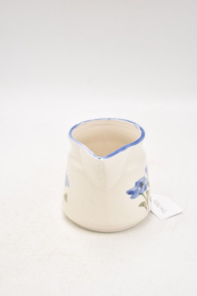 Vintage Studio Pottery Blue and White Floral Jug Decorative Milk Jug, Milk Cream image 2