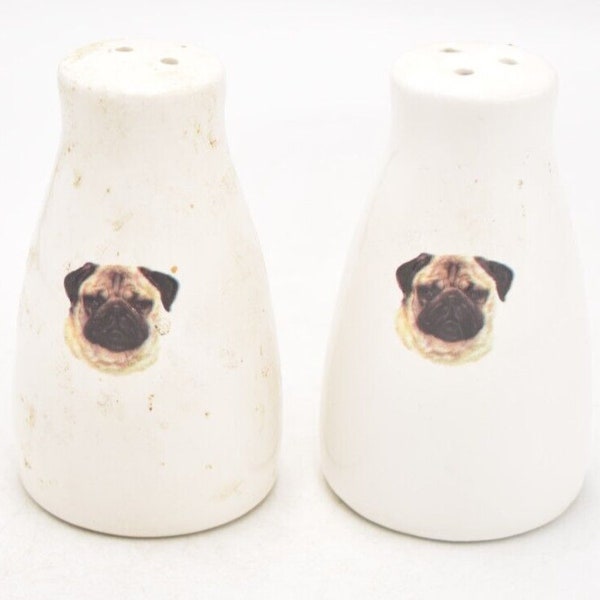 Vintage Pug Dog Salt and Pepper Shakers, Pots, Cruet Set