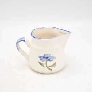 Vintage Studio Pottery Blue and White Floral Jug Decorative Milk Jug, Milk Cream image 8