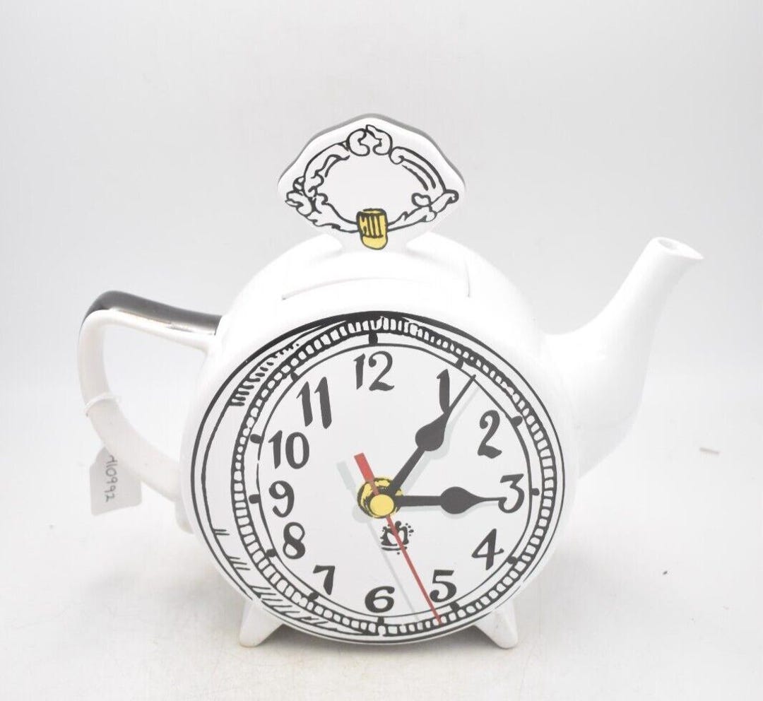 Vintage Large Round Novelty Alarm Clock Teapot Decorative Collectible ...