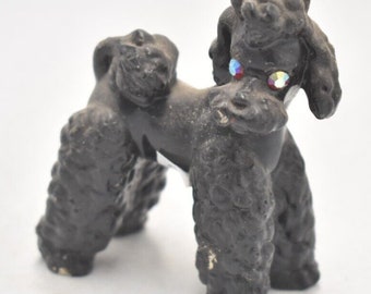 Vintage Black Poodle Dog Figurine Statue Ornament Decorative