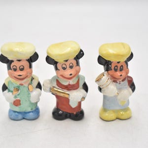 Vintage 1950er Jahre Disney Chef Micky Maus Figuren x3
