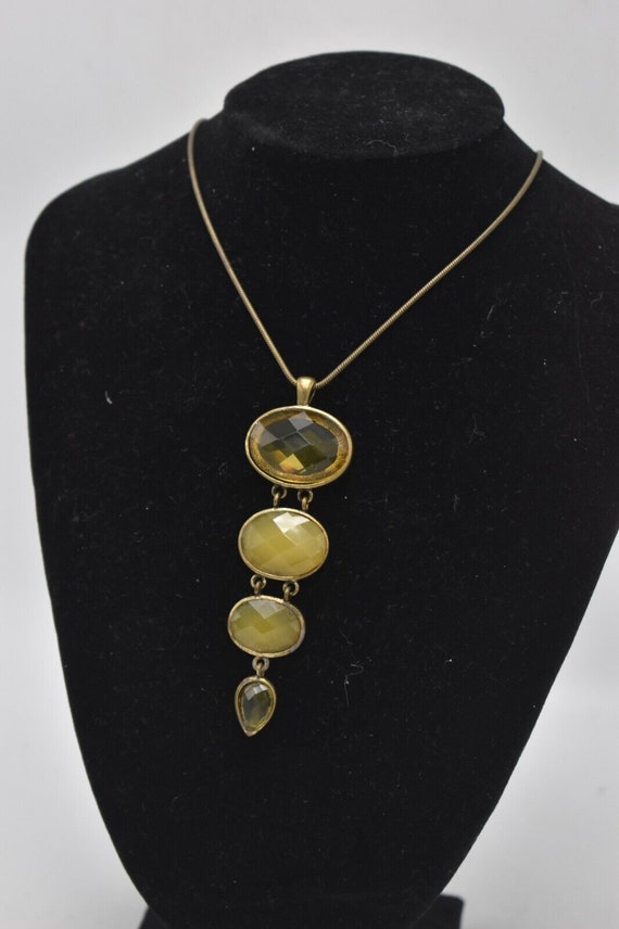 Vintage Brass Tone Sea Glass Pendant Necklace Cost