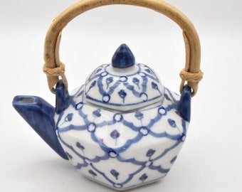 Vintage Novelty Blue and White Teapot Collectible Decorative