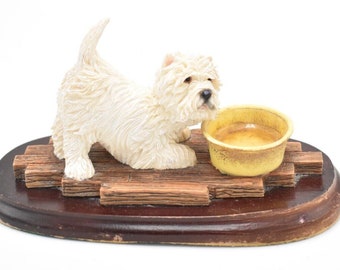 Vintage The Leonardo Collection Westie Drinking Dog Figurine Statue Ornament