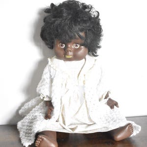 Vintage 1970s Hard Plastic Black Baby Doll – Blinking Eyes