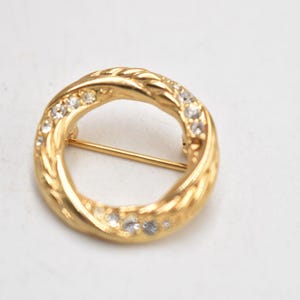 Vintage 9ct Gold Plate Crystal Diamante Ring Brooch – Elegant Jewellery
