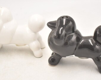 Vintage Poedel Hond Zout en Peper Shakers, Potten Cruet Set