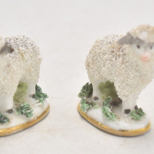 Antique Chelsea Pottery Miniature Lambs/ Sheep Figurines Statues Ornaments