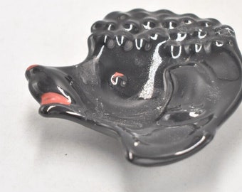 Vintage 1950's Black Poodle Dog Ashtray, Spoon Rest Retro Novelty