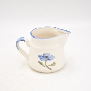 Vintage Studio Pottery Blue and White Floral Jug Decorative Milk Jug, Milk Cream image 3