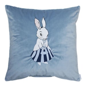 Embroidered Decorative Pillowcase Rabbit Girl Iii Velvet Premium | Decorative Pillow Covers | Pillow Case Cover with Zipper | Cushion Cover