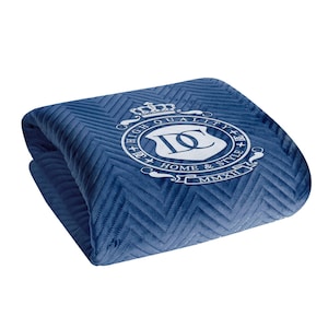 DECORATOR HUIS & STIJL | Gewatteerde velours sprei met gepersonaliseerd borduurwerk | Marineblauwe spar | Verschillende maten