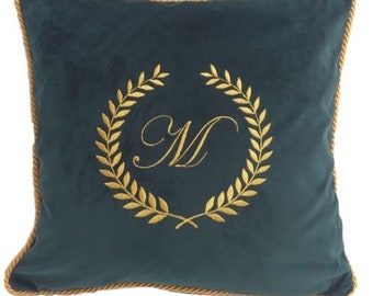 Embroidered Decorative Pillowcase Monogram Laur Velvet Premium | Velvet Pillow Covers | Sofa Pillow with Hidden Zipper | Room Decor