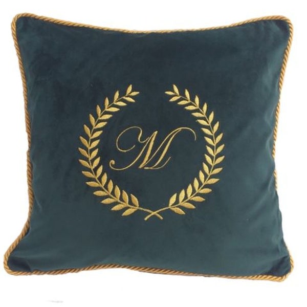 Embroidered Decorative Pillowcase Monogram Laur Velvet Premium | Velvet Pillow Covers | Sofa Pillow with Hidden Zipper | Room Decor