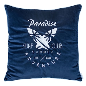 Embroidered Decorative Pillowcase  Surf Club Velvet Premium - Home Decor - Pillow Cases Standard Size - Sofa Pillow Covers - Cute Pillows