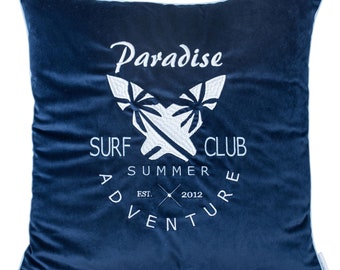 Embroidered Decorative Pillowcase  Surf Club Velvet Premium - Home Decor - Pillow Cases Standard Size - Sofa Pillow Covers - Cute Pillows