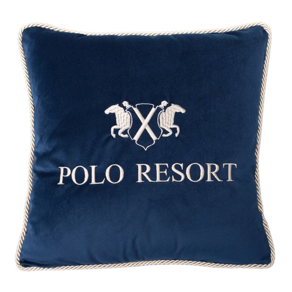 Embroidered Hampton Decorative Pillowcase Polo Resort Velvet Premium - Cushion Cover Throw Pillow - Cute Room Decor - Office Decor