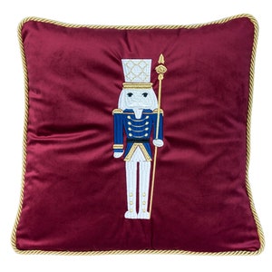 Embroidered Decorative Pillowcase Christmas Nutcracker II Velvet Premium - Christmas Gift - Modern Pillowcase - Christmas Pillow Cover
