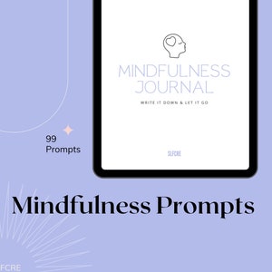99 Prompt Mindfulness Printable Journal PDF | Selfcare Workbook | Daily Gratitude Journal Wellness Mindset | Mindfulness Journal