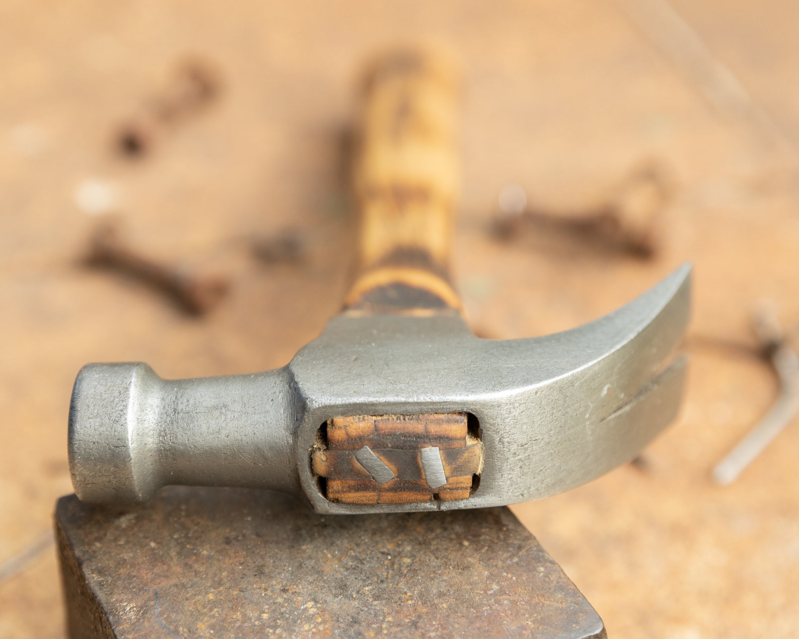 Plumb Restored Vintage Claw Head Hammer on Charred Americanmade Stock