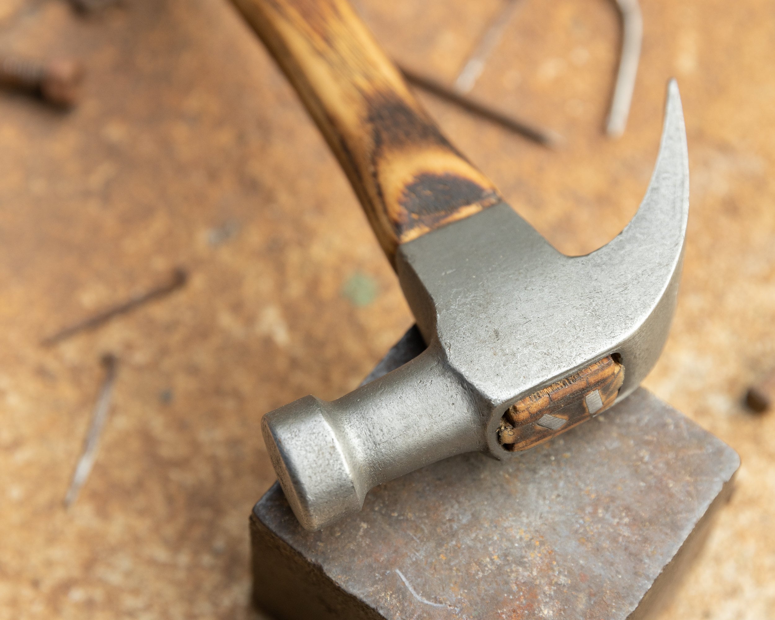 Plumb Restored Vintage Claw Head Hammer on Charred Americanmade Stock