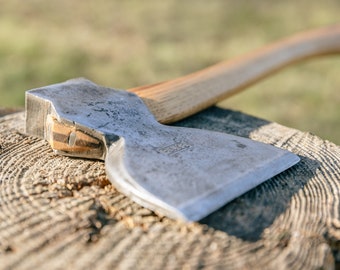 Restored Plumb Hewing Axe on American Made Charred Handle