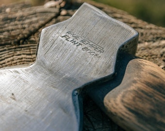 Restored Vintage True Temper Flint Edge Hewing Axe on American Made Charred Handle