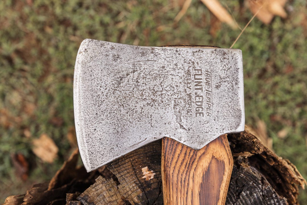 Restored Vintage True Temper Flint Edge Kelly Works Axe on Charred NOS