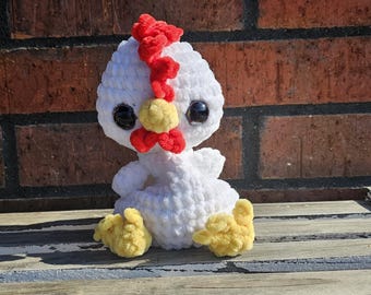 Handmade Crochet Chicken, Plush Stuffed Bird
