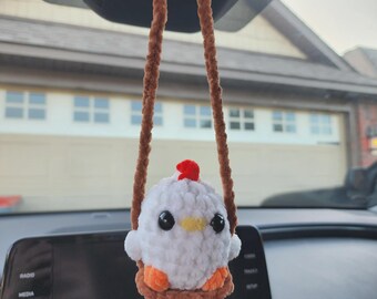 Crochet Chicken Car Charm