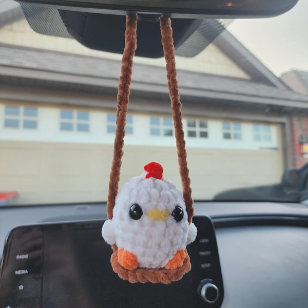 Crochet Chicken Car Charm