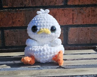 Handmade Crochet Duck: Weighted Plush Bird