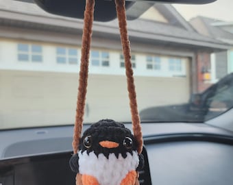 Crochet Penguin Car Charm