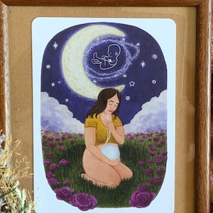 Carte de puissance pour une petite naissance « Enfant étoile » Donner de l'espace au deuil - Carte postale A6 avec illustration aquarelle