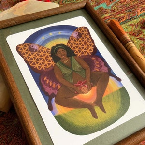 Affirmationskarte A6 "Transformation" Schwangerschaft & Geburt - Kunstdruck Aquarell Illustration