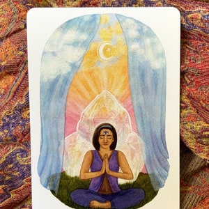 Carte de méditation « Clarté » pour la concentration et la paix intérieure - Carte postale A6 avec illustration aquarelle