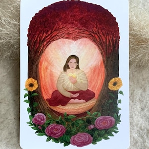 Affirmationskarte A6 "Herzraum" Schwangerschaft & Geburt - Hebammen Kunst, Aquarell Illustration